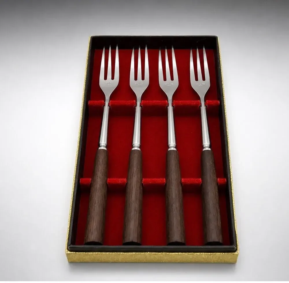 Vintage Mid-Century Modern Cocktail/Appetizer Fork Set – Set of 4 –Made in Japan